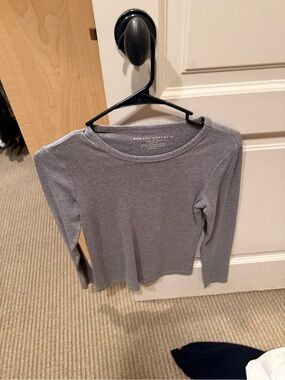 Banana Republic Gray Long-Sleeve Crewneck Top